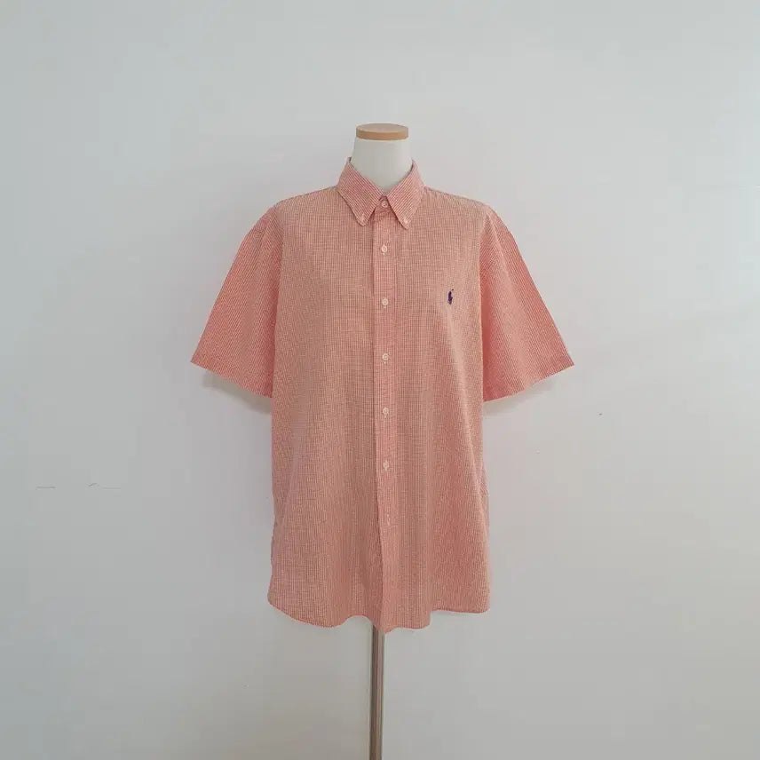 [BUNJANG] Polo Ralph Lauren Short Sleeve Check Shirt Orange / No.26051001 폴로 랄프로렌 반팔 체크 셔츠 오렌지