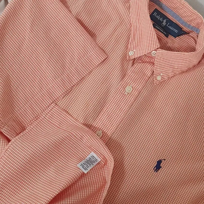 [BUNJANG] Polo Ralph Lauren Short Sleeve Check Shirt Orange / No.26051001 폴로 랄프로렌 반팔 체크 셔츠 오렌지