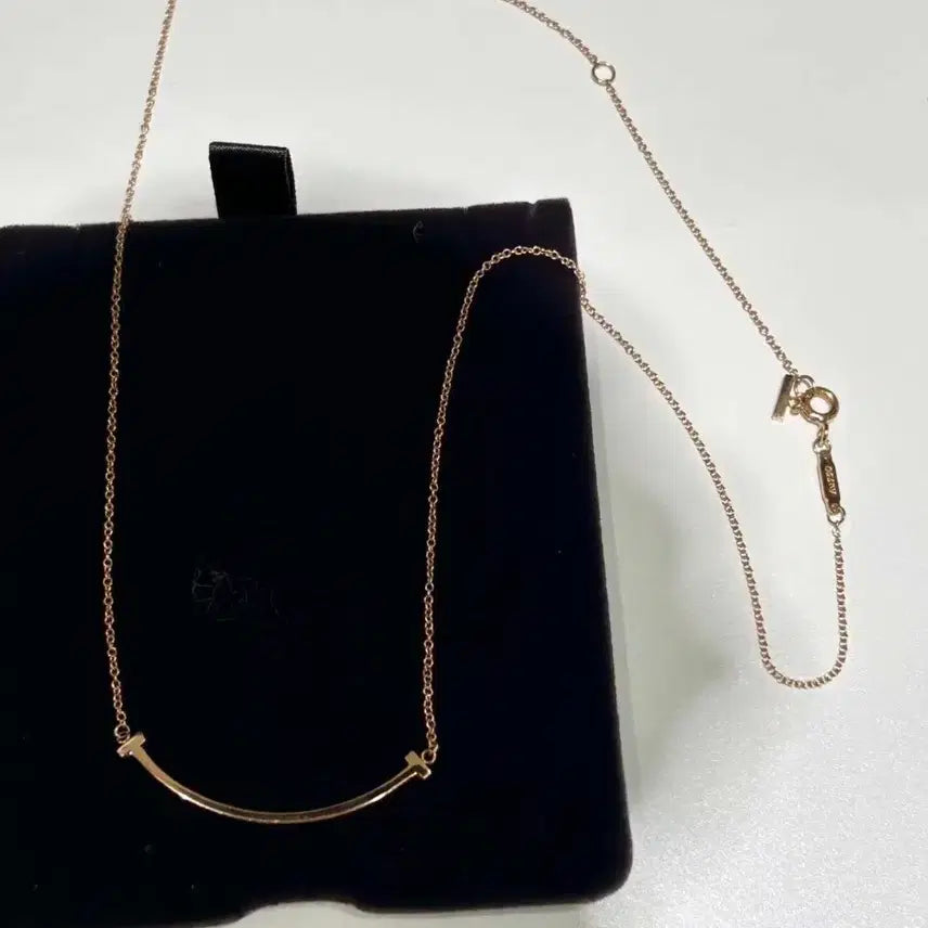 [BUNJANG] Tiffany &amp; Co. T Smile Small Rose Gold Necklace / 티파니 T스마일 스몰 로즈골드 목걸이