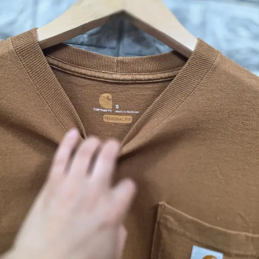[BUNJANG] Carhartt Pocket T-Shirt Brown Size 95 (Oversized Fit) / 칼하트 포켓 반팔 티셔츠 브라운  사이즈 95 오버핏