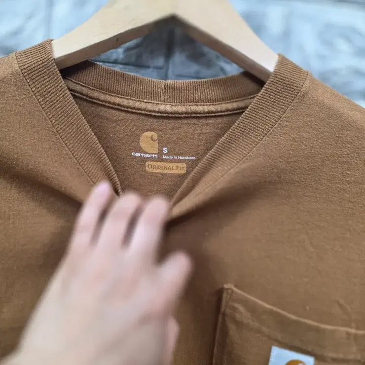 [BUNJANG] Carhartt Pocket T-Shirt Brown Size 95 (Oversized Fit) / 칼하트 포켓 반팔 티셔츠 브라운  사이즈 95 오버핏