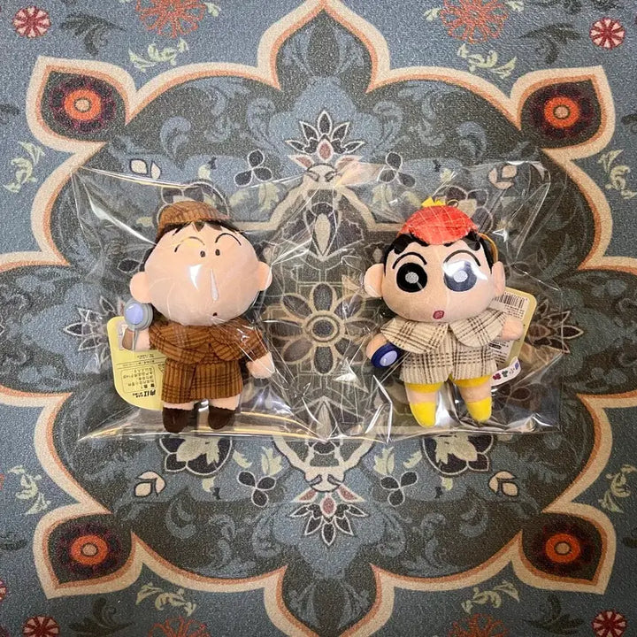 [BUNJANG] Crayon Shin-chan Detective Shin-chan &amp; Nene Keychain Set / 짱구_탐정 짱구,맹구 인형 키링 새상품