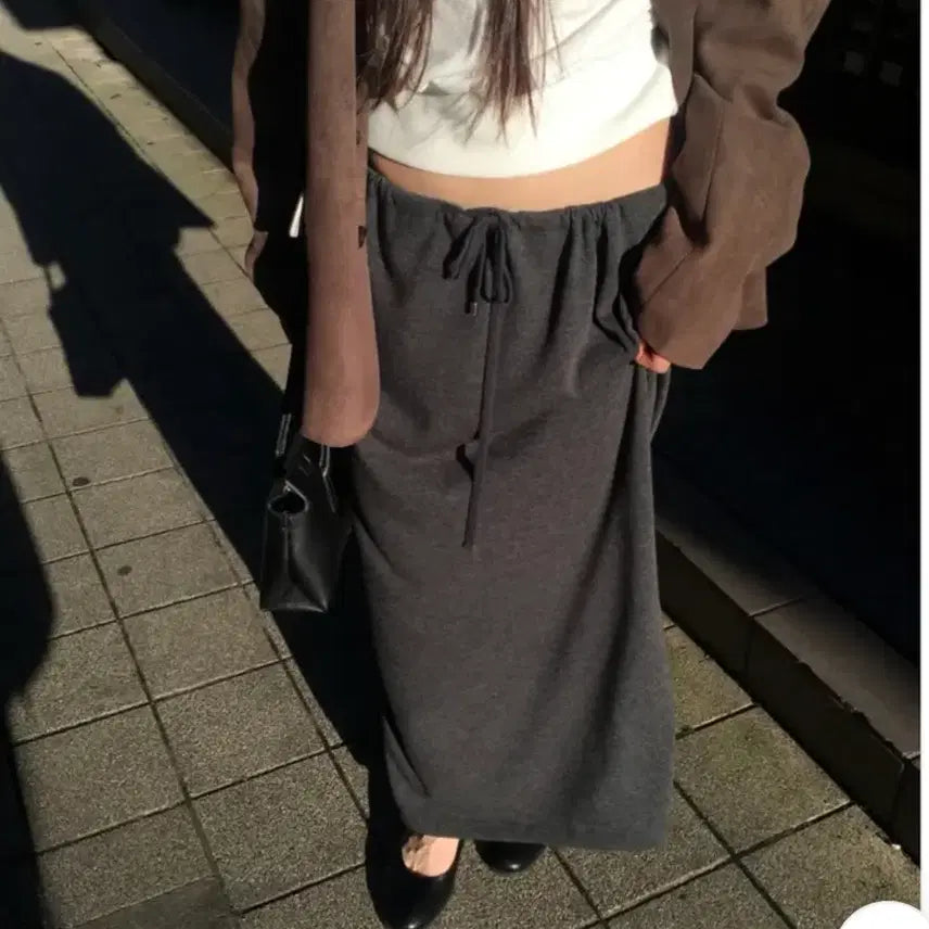 [BUNJANG] Maxi Long Skirt Charcoal / [새상품]밴딩 맥시 롱스커트 차콜