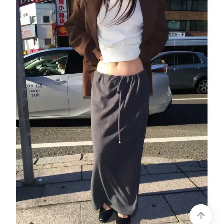 [BUNJANG] Maxi Long Skirt Charcoal / [새상품]밴딩 맥시 롱스커트 차콜