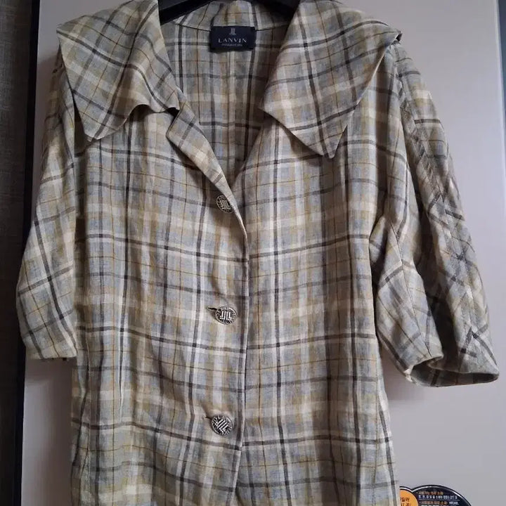 [BUNJANG] Lanvin Linen Blend Check Blouse / 랑방 린넨혼방 체크 블라우스