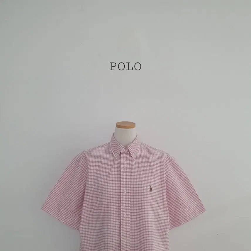 [BUNJANG] Polo Ralph Lauren Pastel Pink Check Short Sleeve Shirt / No.26051005 폴로 랄프로렌 반팔 체크 셔츠