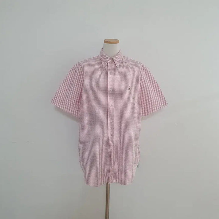 [BUNJANG] Polo Ralph Lauren Pastel Pink Check Short Sleeve Shirt / No.26051005 폴로 랄프로렌 반팔 체크 셔츠