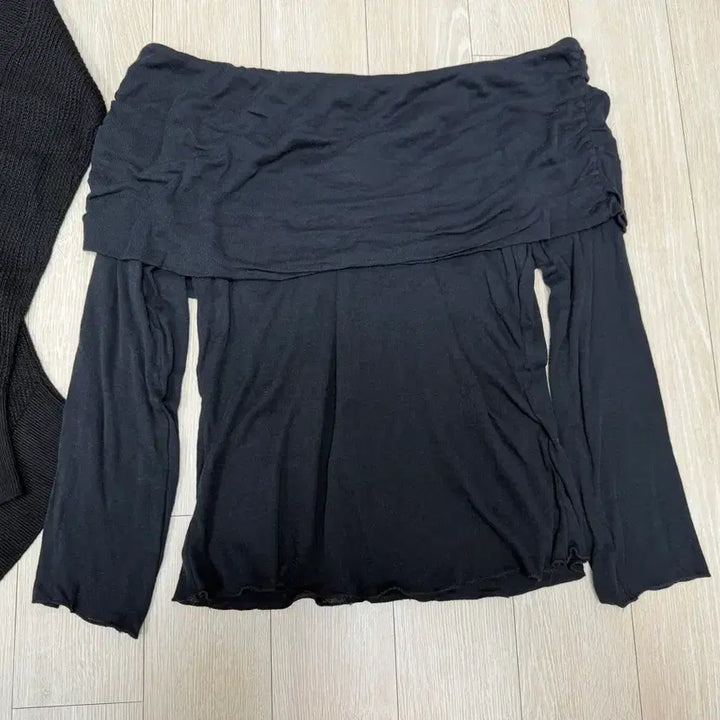 [BUNJANG] Zara Long Sleeve Tops Set (Mesh, Off-Shoulder) / [L] 자라 티 2개 (그물긴팔티/오프숄더긴팔티)