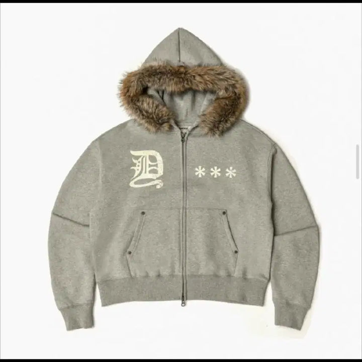 [BUNJANG] Amou Faux Fur Hooded Zip-up Jacket Gray / 아모우 퍼 후드집업 그레이