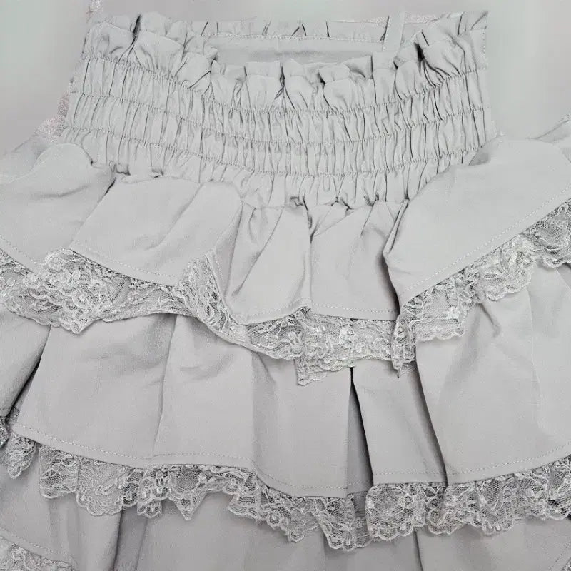 [BUNJANG] MA*RS Lace Up Ribbon Frill Skirt Pink / 마즈 MA*RS 레이스 업 리본 3단 프릴 스카판 핑크