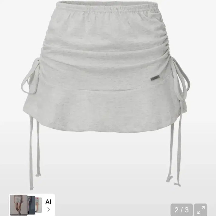 [BUNJANG] Khaki Point Ribbon Shirring T-Shirt + Skirt Set / 카키포인트 리본 셔링 티셔츠 + 스커트 set