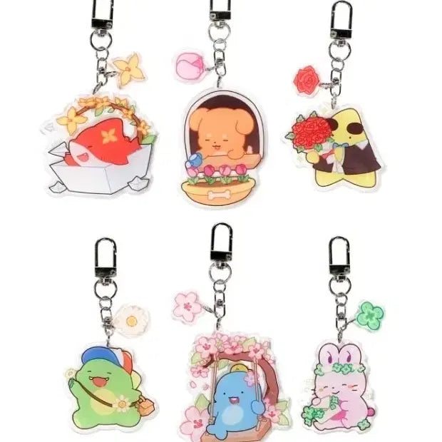 [BUNJANG] Jam Puddle Pixelberry Spring Acrylic Keyring Set / 잠뜰 픽셀리 봄 아크릴 키링세트