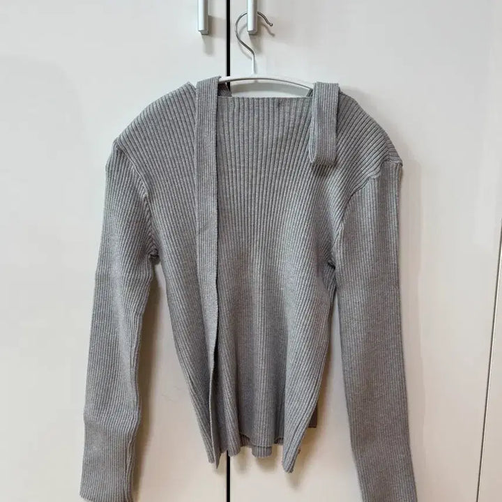 [BUNJANG] MIXXO Ribbed Knit Muffler Scarf - Grey, Size S / 미쏘 골지 머플러 니트 S