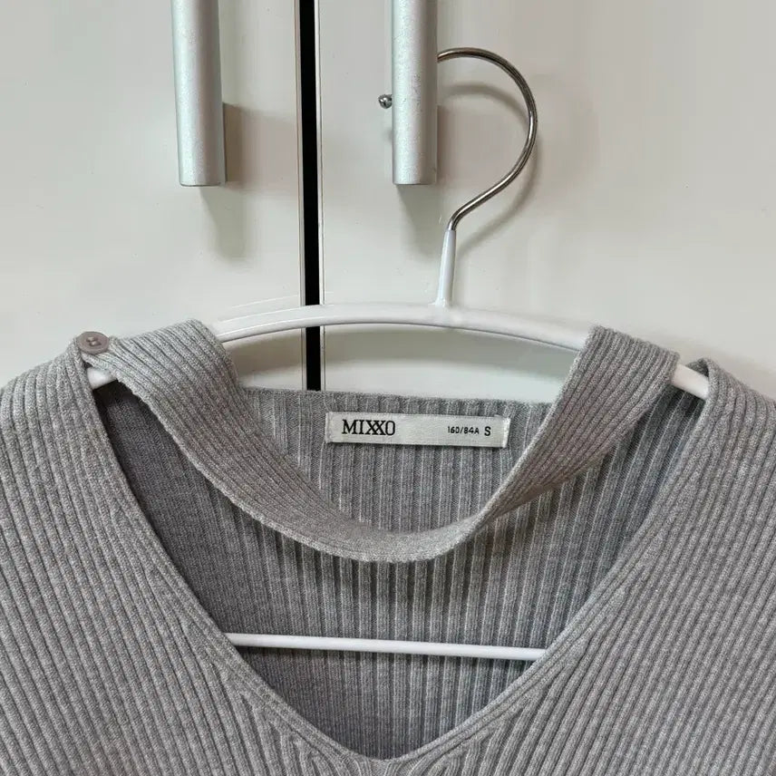 [BUNJANG] MIXXO Ribbed Knit Muffler Scarf - Grey, Size S / 미쏘 골지 머플러 니트 S