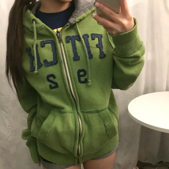 [BUNJANG] Abercrombie Green Fleece Zip-Up Hoodie M / Abercrombie 아베크롬비 그린 기모 후드집업