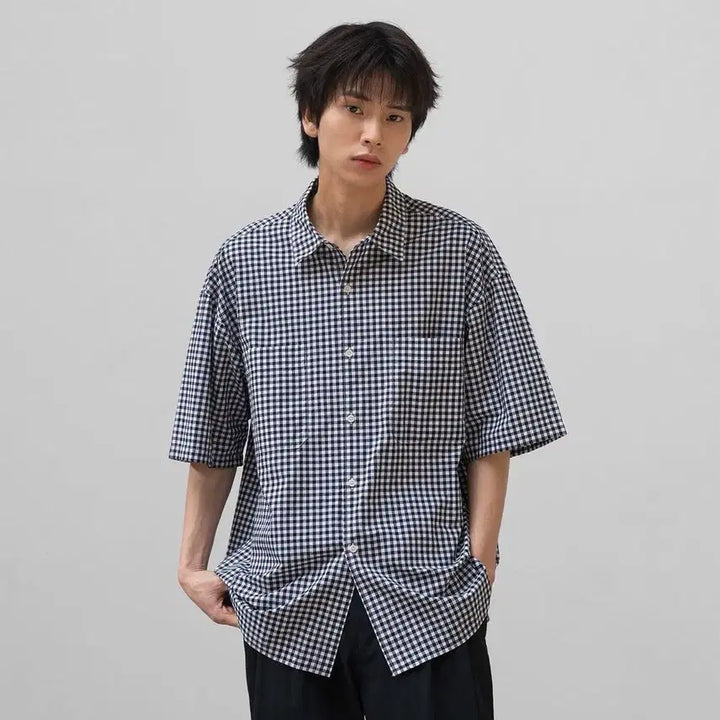 [BUNJANG] Another Office Gingham Half Shirt (Size 105) / 어나더오피스 깅엄 하프 셔츠 (02)
