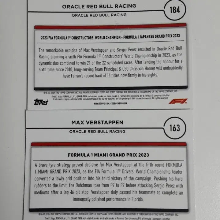 [BUNJANG] Max Verstappen Red Bull Racing Driver Card Sticker / f1에프원 레드불 막스베르스타펜 드라이버 카드 스티커