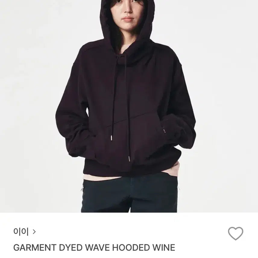 [BUNJANG] EE Garment Dyed Hoodie Wine L / ee 이이 가먼트 다이드 후드 와인 L