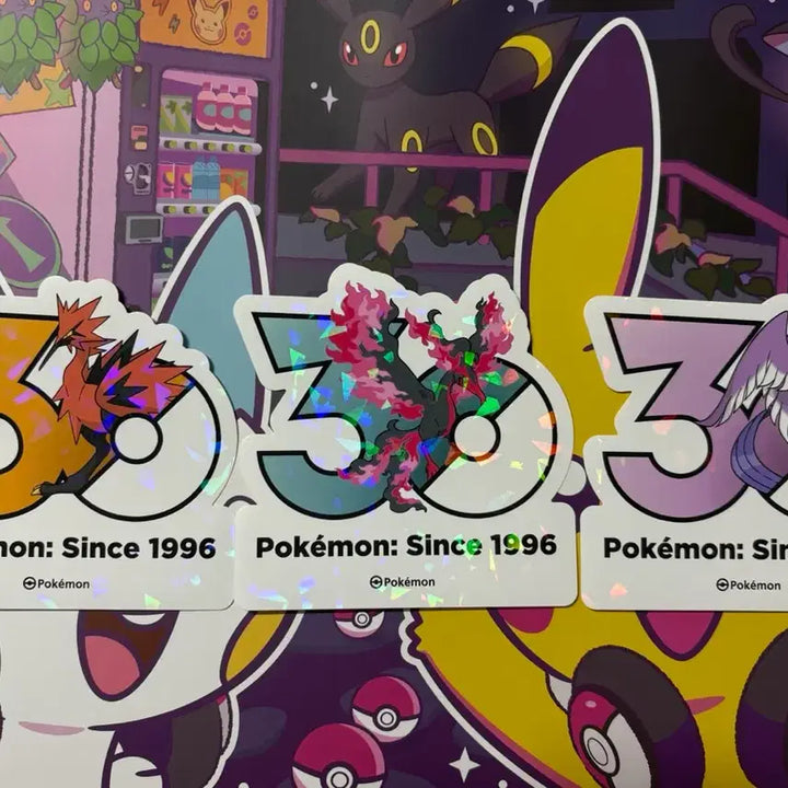 [BUNJANG] Pokemon 30th Anniversary Logo Stickers Set (Galarian Zapdos, Moltres, Articuno) / 한정 포켓몬 30주년 로고 스티커 가라르썬더/가라르파이어/가라르프리져
