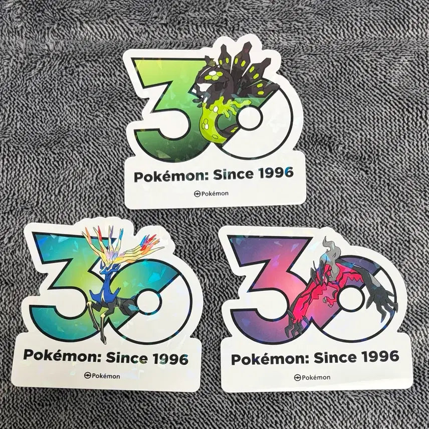 [BUNJANG] Pokemon 30th Anniversary Logo Sticker Set (Jirachi, Xerneas, Yveltal) / 한국한정] 포켓몬 30주년 로고 스티커 지가르데 제르네아스 이벨타르 세트