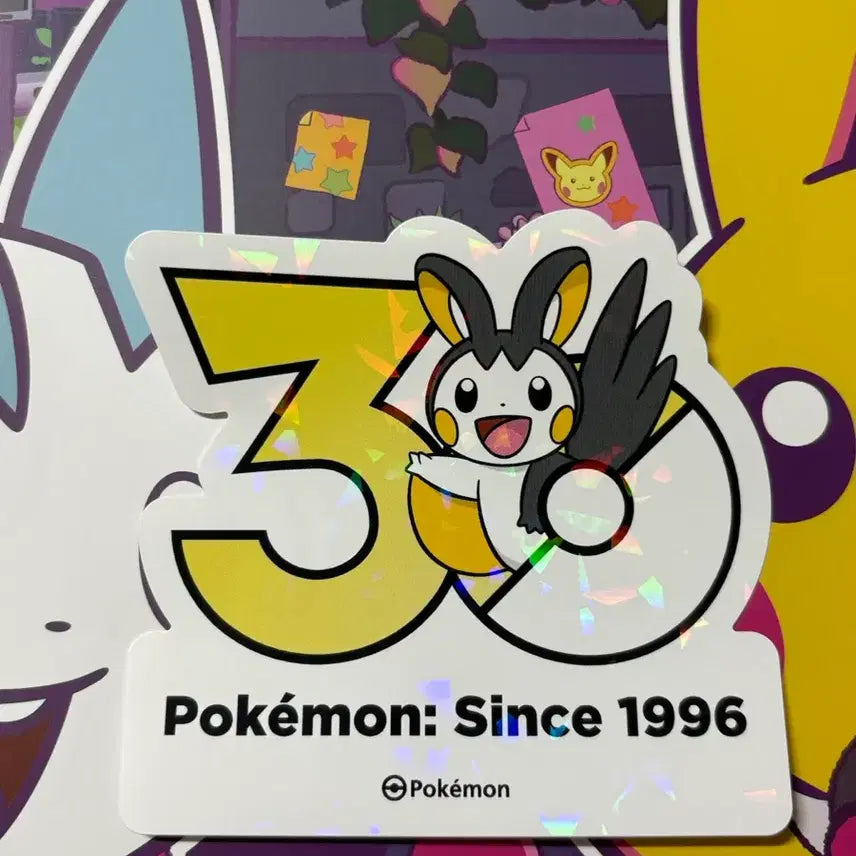 [BUNJANG] Pokemon 30th Anniversary Logo Sticker Emolga (Korea Exclusive) / (한국한정) 포켓몬 30주년 로고 스티커 에몽가