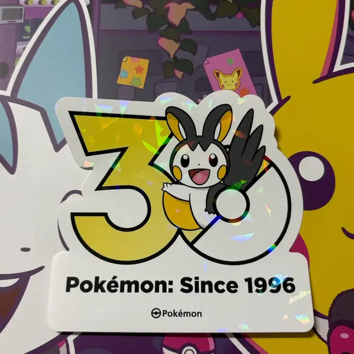 [BUNJANG] Pokemon 30th Anniversary Logo Sticker Emolga (Korea Exclusive) / (한국한정) 포켓몬 30주년 로고 스티커 에몽가