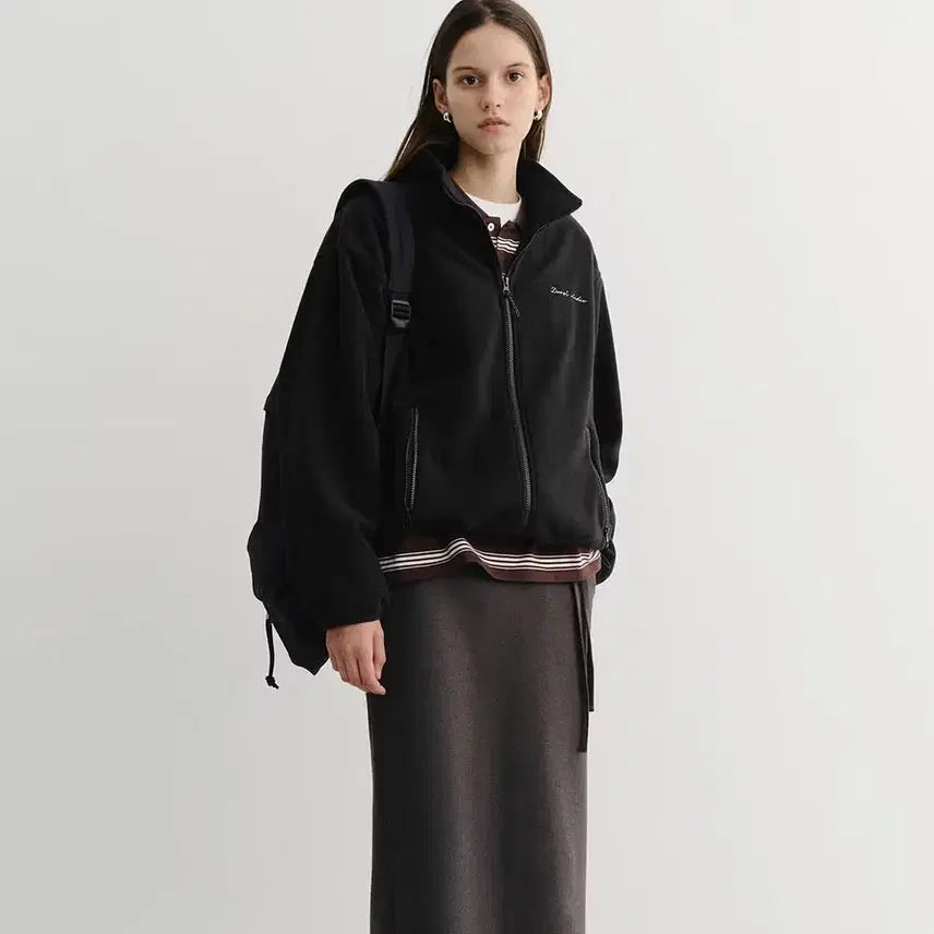[BUNJANG] Dunst Unisex Fleece Zip-Up Black S / 던스트 유니섹스 플리스 집업 블랙s
