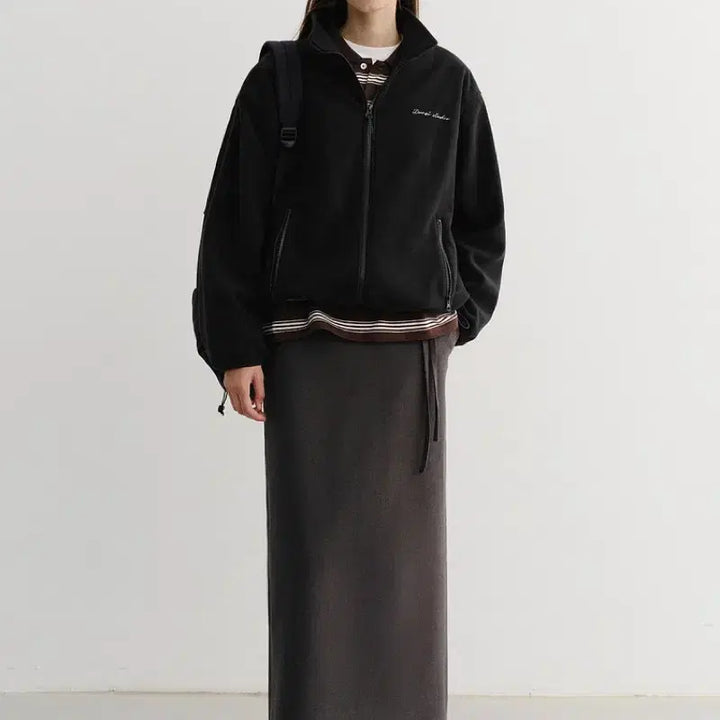 [BUNJANG] Dunst Unisex Fleece Zip-Up Black S / 던스트 유니섹스 플리스 집업 블랙s