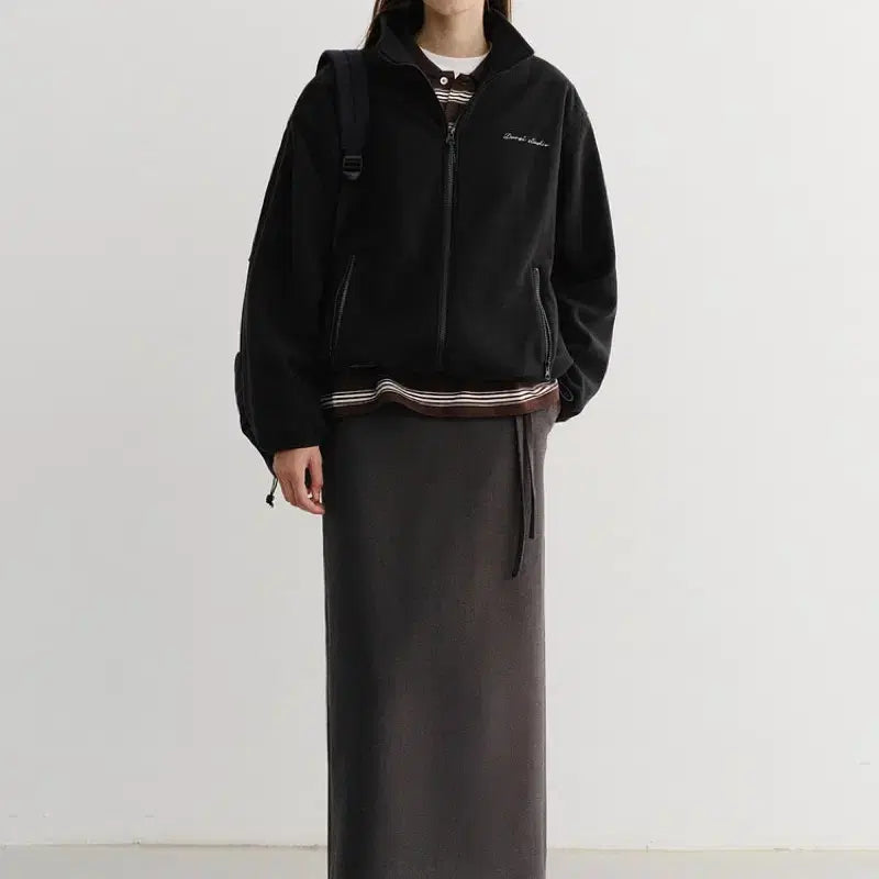 [BUNJANG] Dunst Unisex Fleece Zip-Up Black S / 던스트 유니섹스 플리스 집업 블랙s
