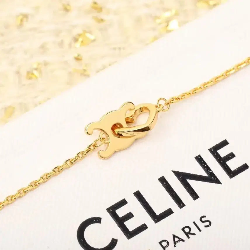 [BUNJANG] Celine Gold Heart Pendant Logo Bracelet / 셀린느 팔찌
