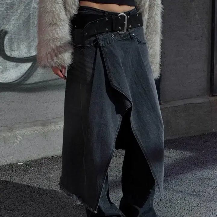 [BUNJANG] Hamong Market Maxi Wrap Denim Skirt / 하몽마켓 maxi wrap denim skirt
