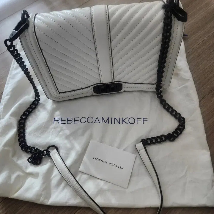 [BUNJANG] Rebecca Minkoff White Leather Chain Crossbody Bag / 레베카밍코프 화이트 레더 체인백