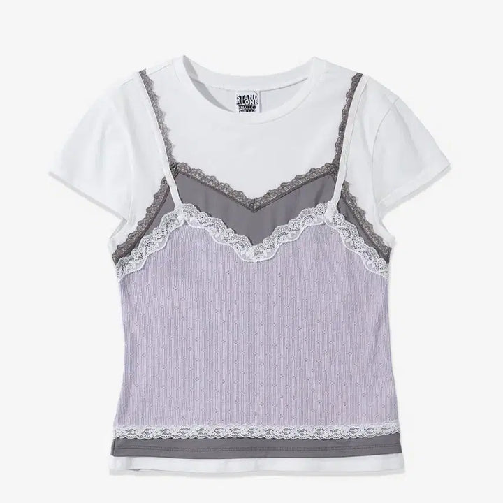 [BUNJANG] STAND ALONE Lace Bustier Short-Sleeved T-Shirt / STAND ALONE 레이스 뷔스티에 반팔티