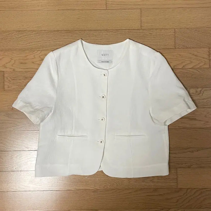 [BUNJANG] F/MOETT Linen Round Short Sleeve Jacket / F / MOETT 린넨 라운드 반팔 자켓