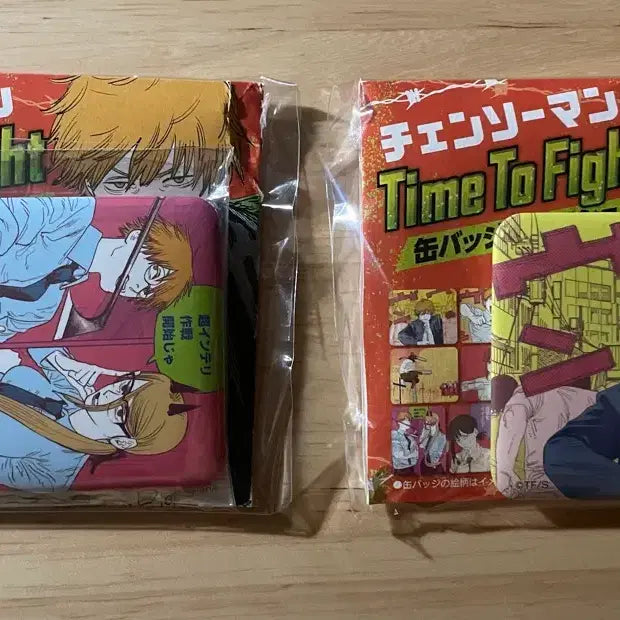 [BUNJANG] Chainsaw Man Square Can Badge Set - Time to Fight (Denji, Power) / 체인소맨 중프샵 스퀘어 캔뱃지 Time to fight 덴지 파워