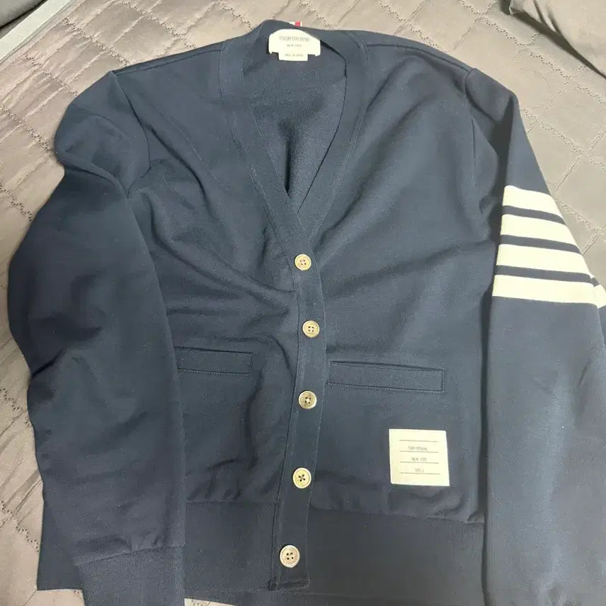 [BUNJANG] Thom Browne Loopback Jersey Stripe Cardigan Navy Size 2 / 톰브라운 루프백 저지 사선 가디건 네이비