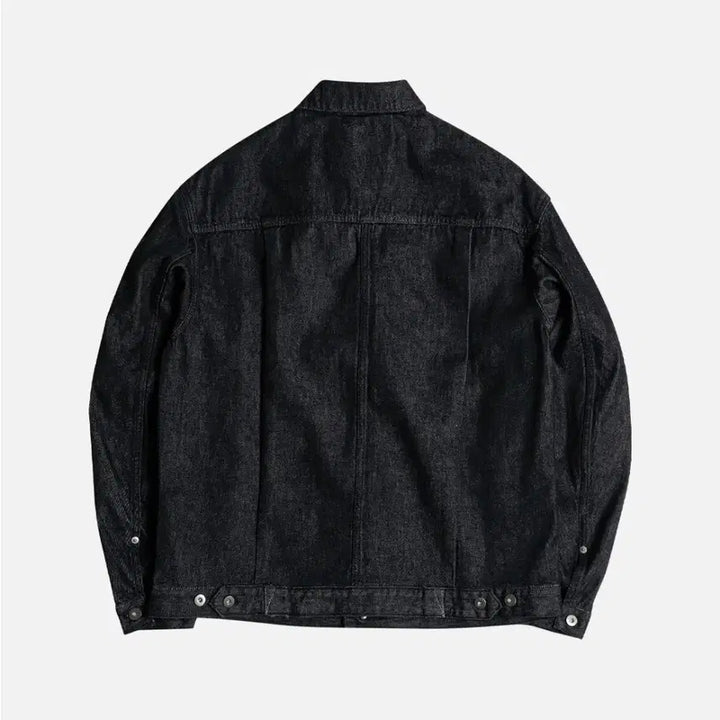 [BUNJANG] Rough Side Drape Denim Jacket Black / 러프사이드 데님 자켓 3size