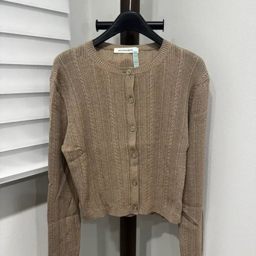 [BUNJANG] The Cashmere Summer Knit Crop Cardigan - Oat Beige / 한섬 더캐시미어 썸머 니트 크롭가디건 / 베이지