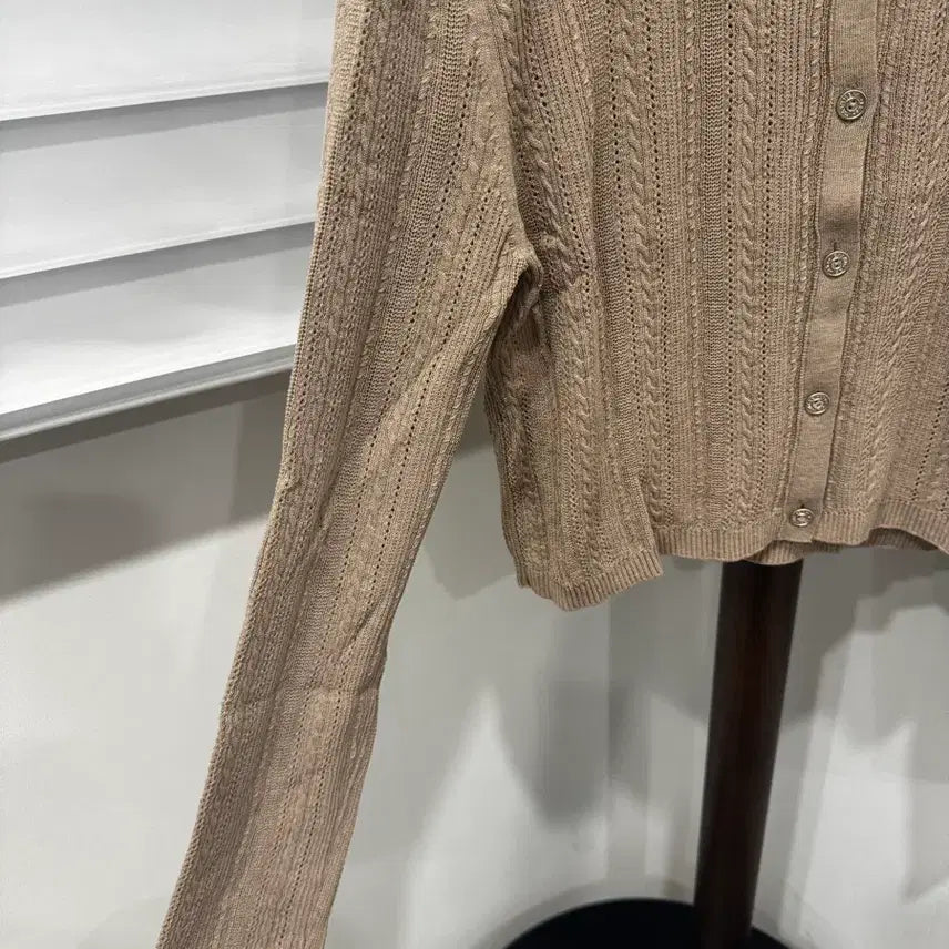 [BUNJANG] The Cashmere Summer Knit Crop Cardigan - Oat Beige / 한섬 더캐시미어 썸머 니트 크롭가디건 / 베이지