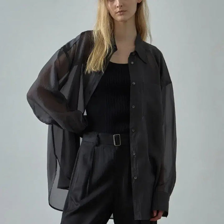[BUNJANG] Facade Pattern Boy Fit Sheer Shirt / 파사드패턴 보이핏 시어 셔츠