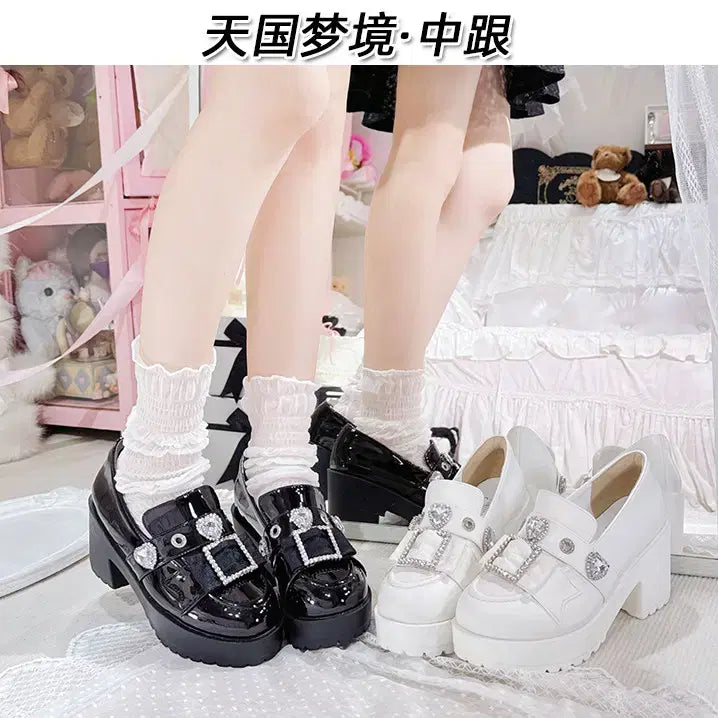 [BUNJANG] Chunhakmong Middle Platform Chunky Heel Shoes / 전학생 천국몽경 미들굽 플랫폼 통굽 구두