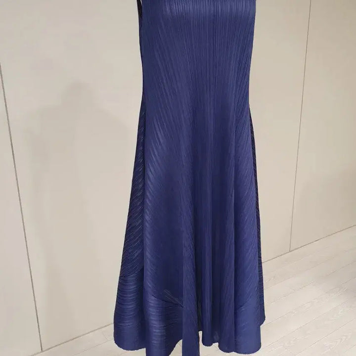 [BUNJANG] Navy Pleated A-Line Long Dress / 네이비 플리츠 A라인 롱 원피스