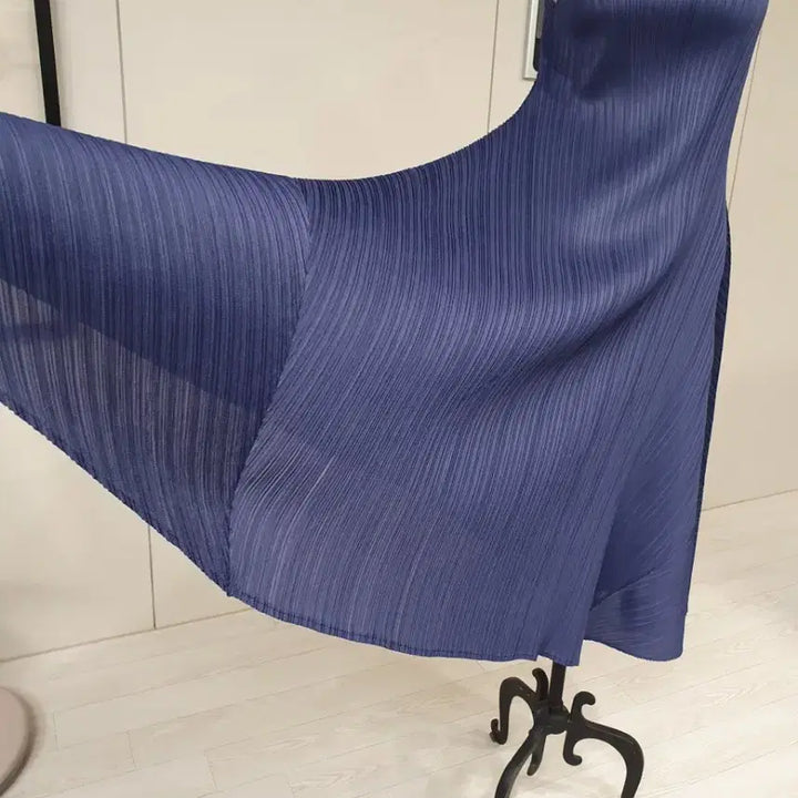 [BUNJANG] Navy Pleated A-Line Long Dress / 네이비 플리츠 A라인 롱 원피스