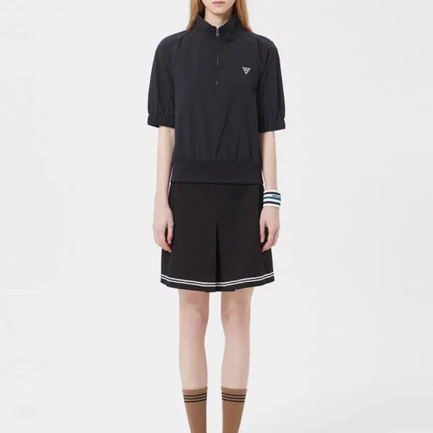 [BUNJANG] Lucky Marche Runglan Half Zip-Up Anorak Short Sleeve Black M / 럭키마르쉐 랭글런 하프집업 아노락 반팔 블랙 M