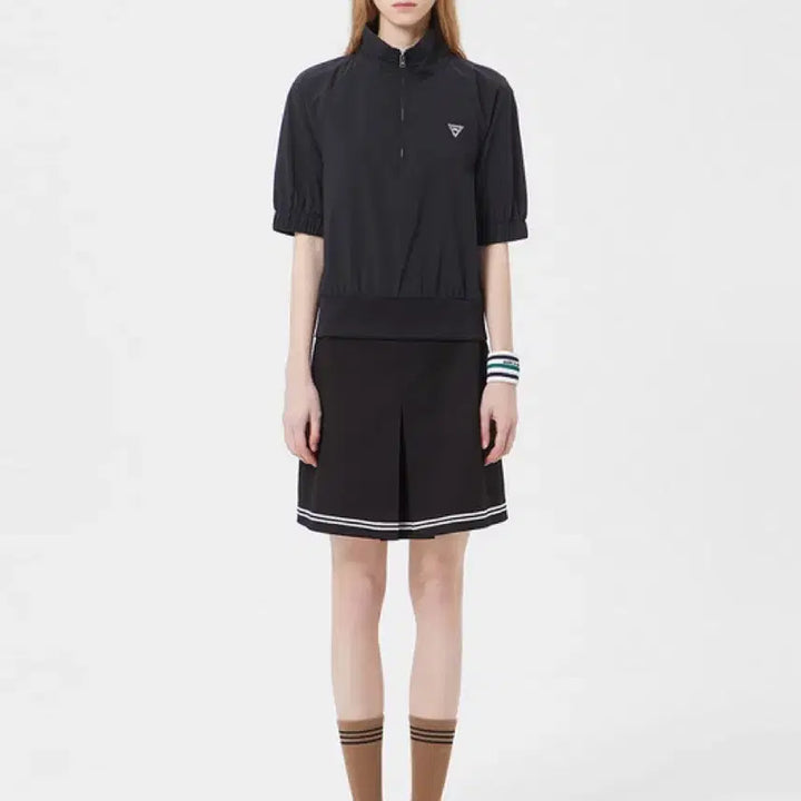 [BUNJANG] Lucky Marche Runglan Half Zip-Up Anorak Short Sleeve Black M / 럭키마르쉐 랭글런 하프집업 아노락 반팔 블랙 M