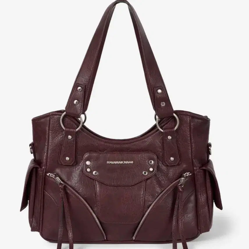 [BUNJANG] Leeuga Karas Studded Leather Shoulder Bag Burgundy / 이우가마카라스 스터드 레더 숄더백  버건디