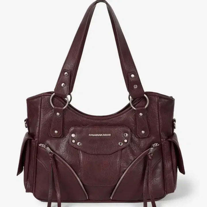 [BUNJANG] Leeuga Karas Studded Leather Shoulder Bag Burgundy / 이우가마카라스 스터드 레더 숄더백  버건디