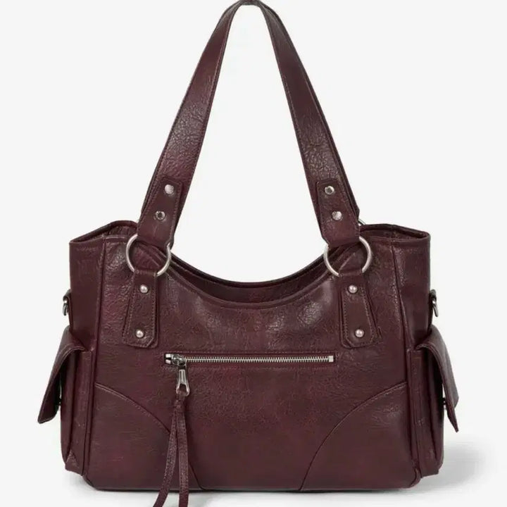 [BUNJANG] Leeuga Karas Studded Leather Shoulder Bag Burgundy / 이우가마카라스 스터드 레더 숄더백  버건디
