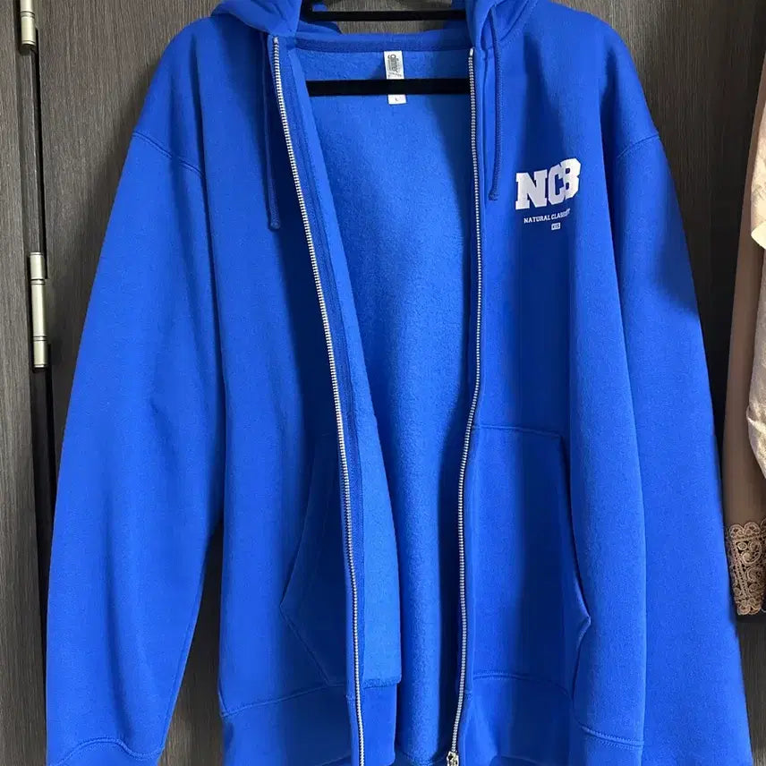 [BUNJANG] Kissmos NCB Fleece Lined Hooded Zip-Up Blue / 키스모스 NCB 기모 후드집업 블루