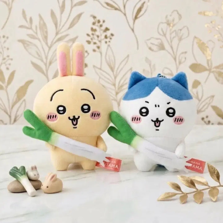 [BUNJANG] Chiikawa Leek Series Usagi &amp; Hachiwara Keychain (Authentic) / 정품)치이카와 대파 하치와레 우사기 키링